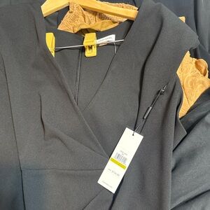 Calvin Klein Black Midi Wrap-Style Dress